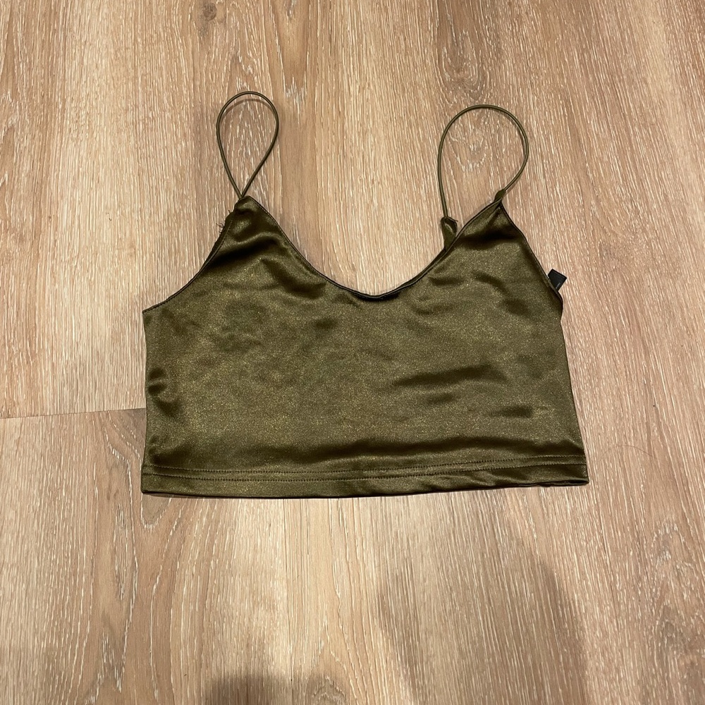 Urban outfitters olive green satin tank